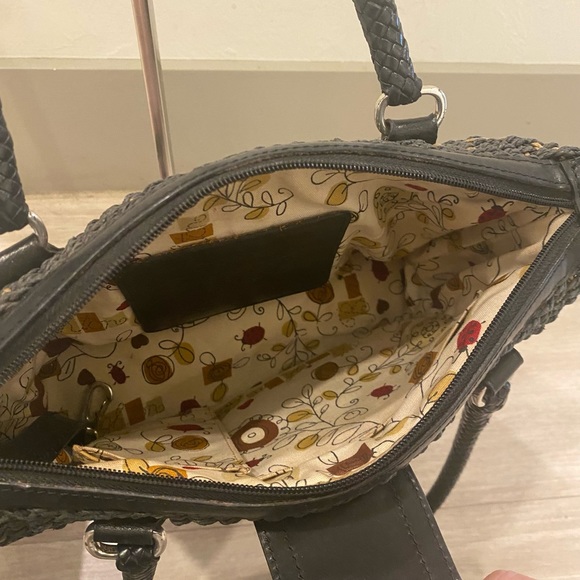 Brighton Straw Tote Shoulder Bag, Black & Tan - Picture 7 of 9